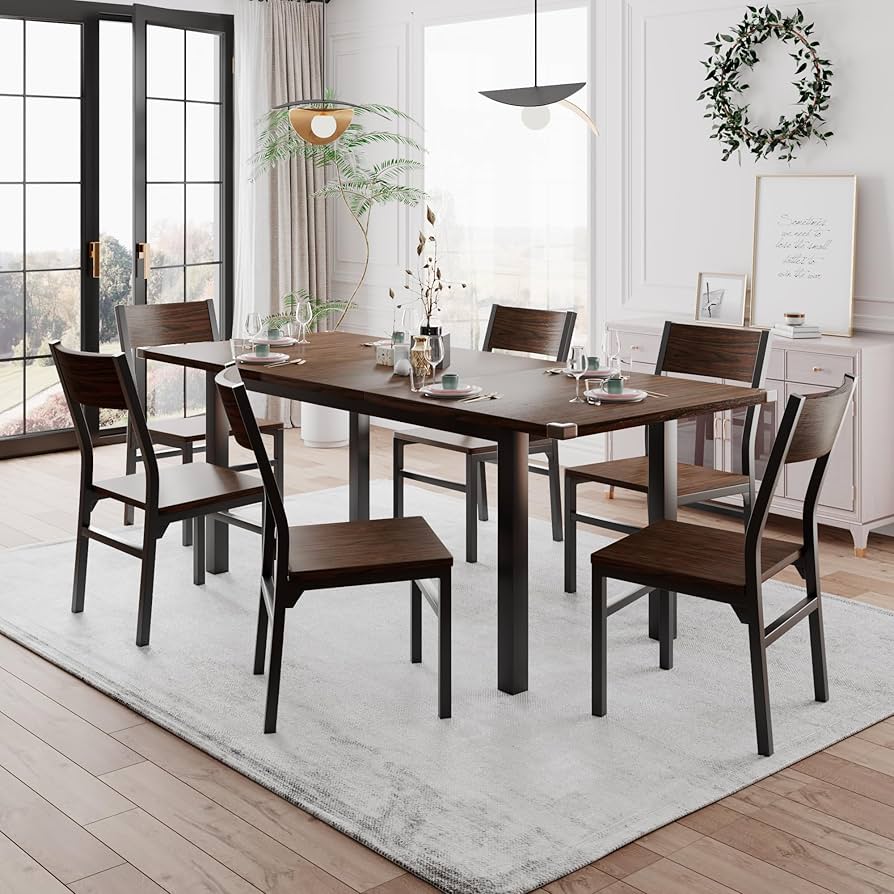 chaiさま専用IDEE MATIN DINING TABLE Amazon.com - Einhomn 7-Piece Dining Room Table Set with 6